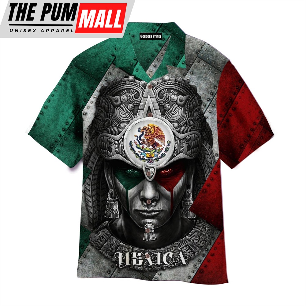 Mexican Hawaiian Shirt, Mexican Aztec Warrior Hawaiian Shirt