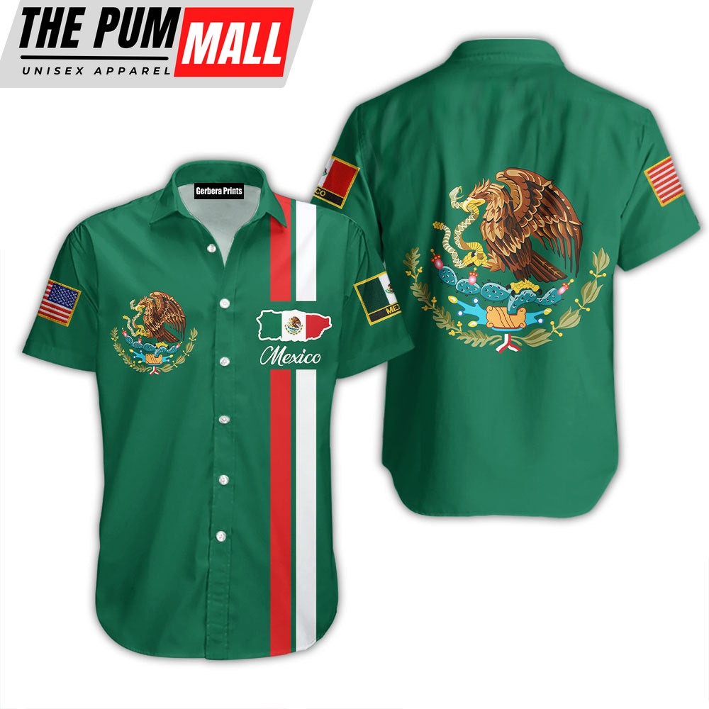 Mexican Hawaiian Shirt, Mexican Eagle Green Hawaiian Shirt