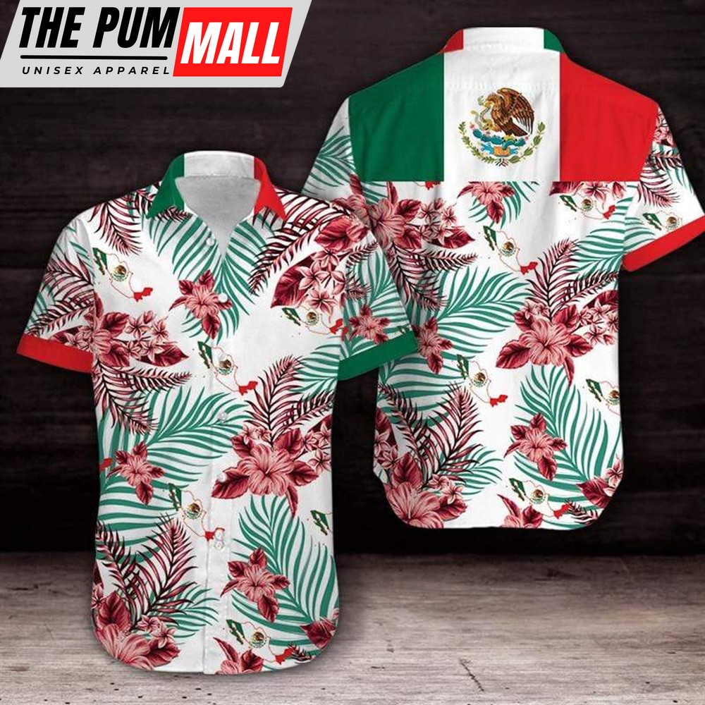 Mexican Hawaiian Shirt, Mexican Eagle Tropical Unisex Hawaiian Aloha Shirts