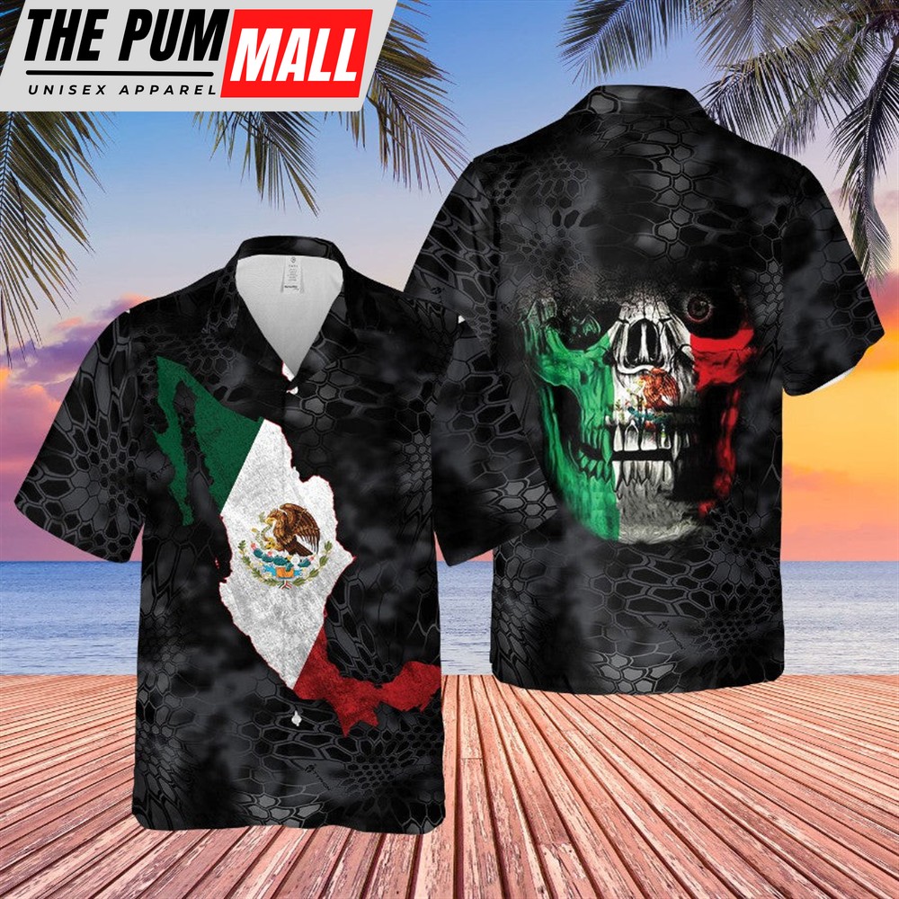 Mexican Hawaiian Shirt, Mexican Independence Day Skull Gift Mexico Flag Hawaii Shirt Chm