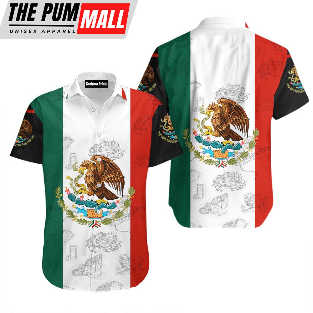 Mexican Hawaiian Shirt, Mexican Mexico Flag Eagle Hawaiian Shirt