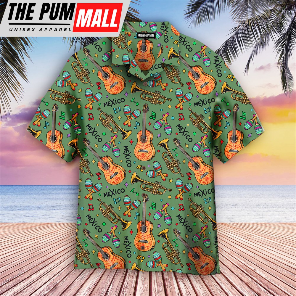 Mexican Hawaiian Shirt, Mexican Musical Instruments Hawaiian Shirt