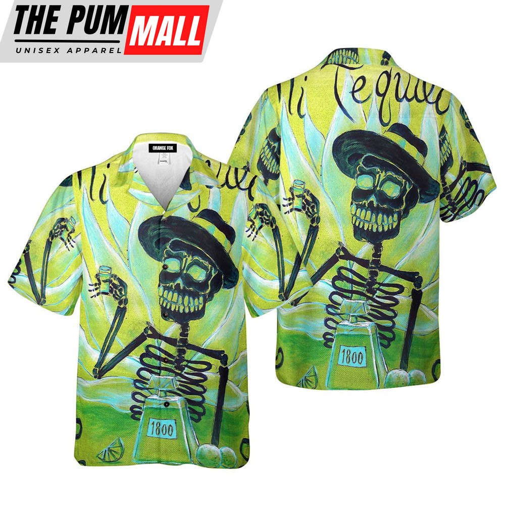 Mexican Hawaiian Shirt, Mexicano Skeleton Art Camisa Tropical Hawaiian Shirt