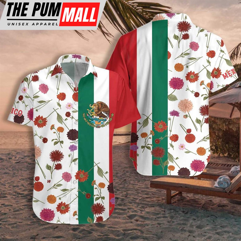 Mexican Hawaiian Shirt, Mexico Dahlias Hawaiian Shirt