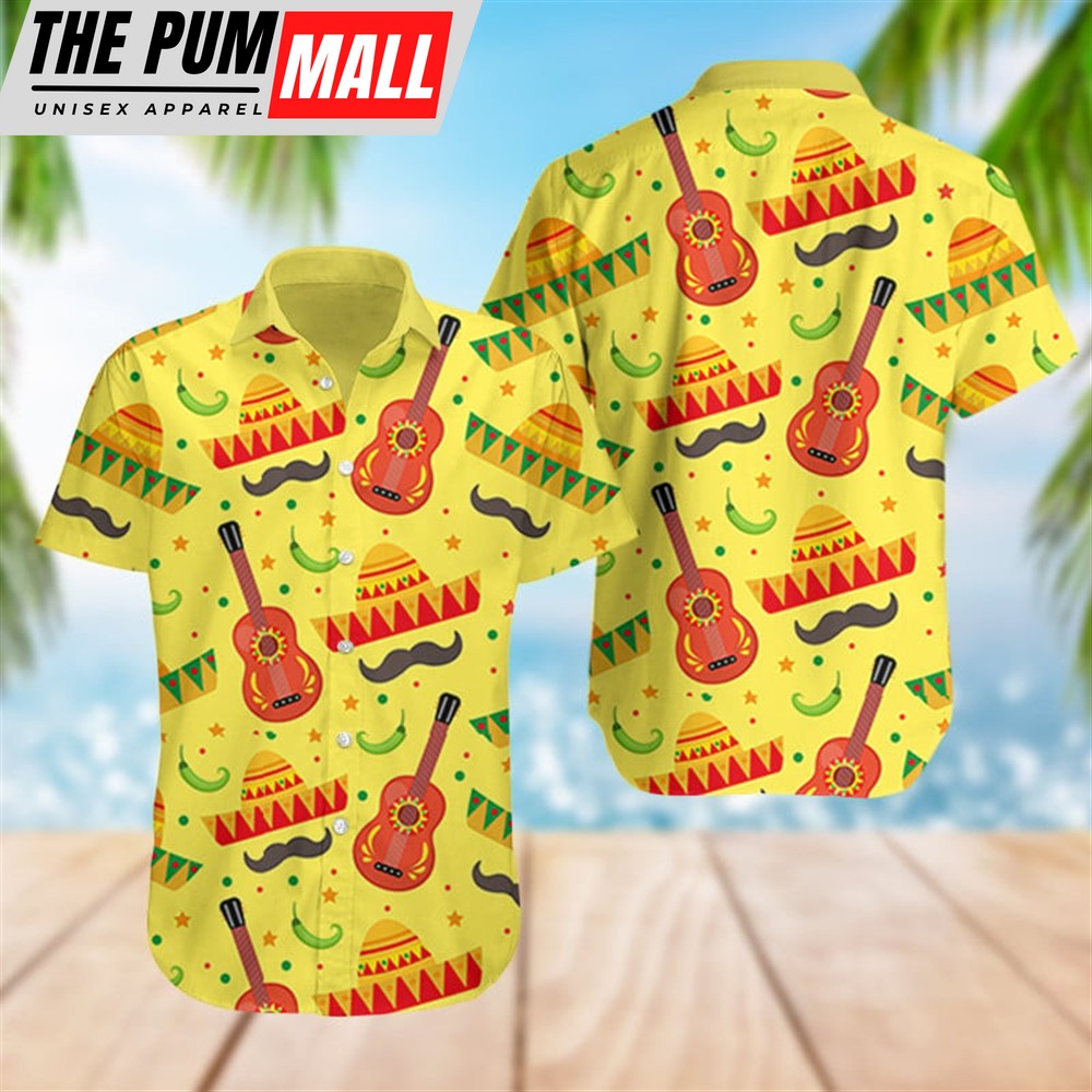 Mexican Hawaiian Shirt, Mexico Doodle Pattern Day Of The Dead Hawaiian Shirt