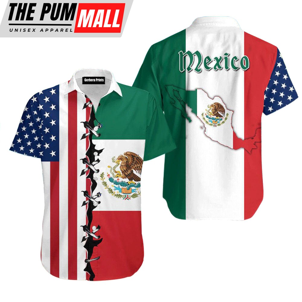 Mexican Hawaiian Shirt, Mexico Flag White Hawaiian Shirt