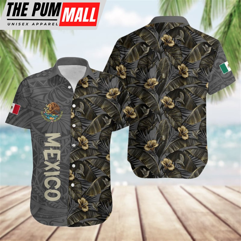 Mexican Hawaiian Shirt, Mexico Hibiscus Pattern Maori Hawaiian Shirt