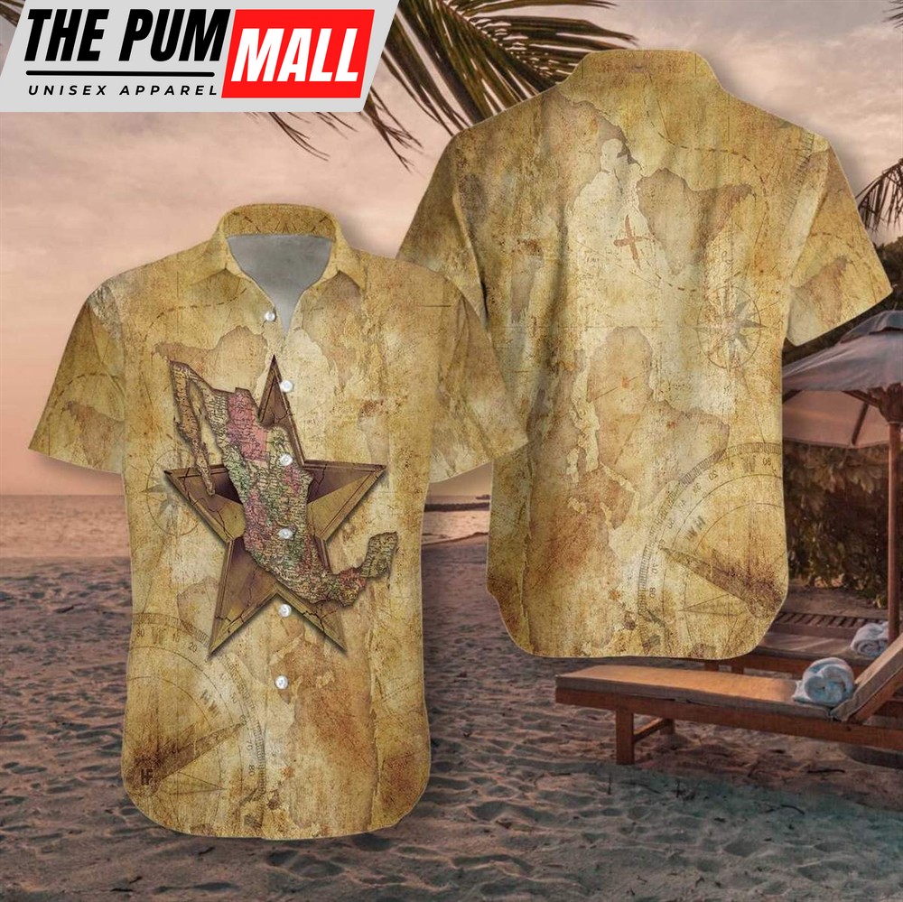 Mexican Hawaiian Shirt, Mexico Map Vintage Hawaiian Shirt