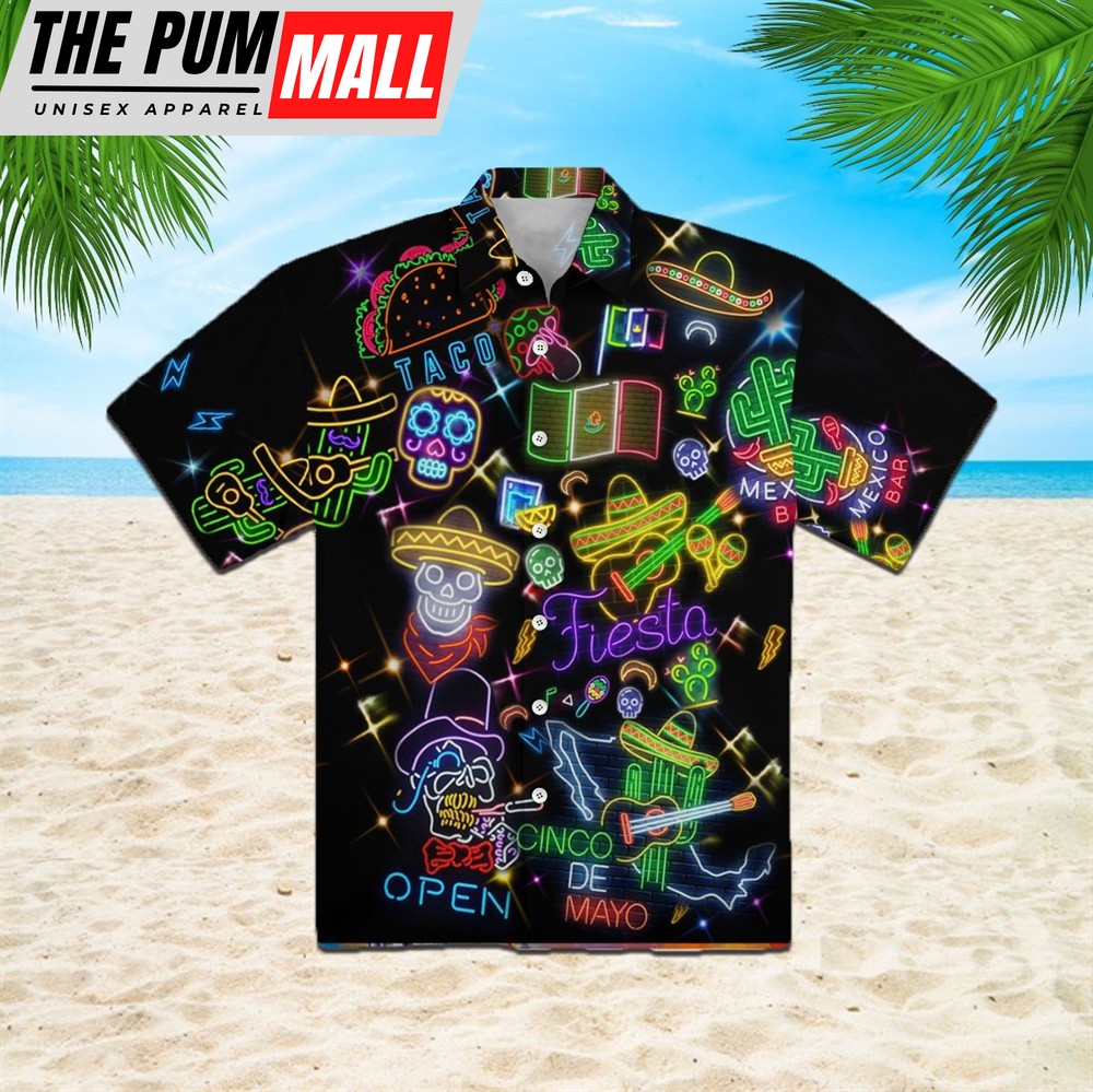 Mexican Hawaiian Shirt, Mexico Neon Color Style Hawaiian Shirt