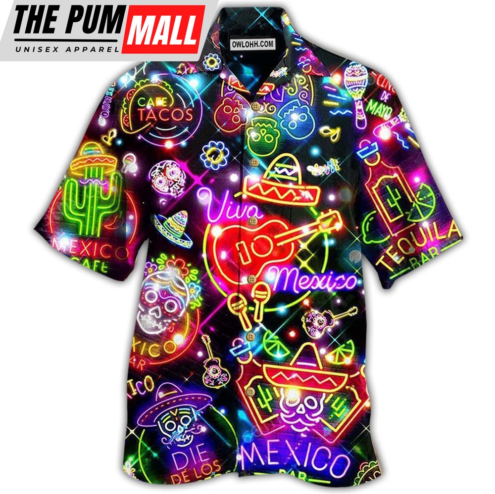 Mexican Hawaiian Shirt, Mexico Neon Color Style With Blink Hawaiian Shirt