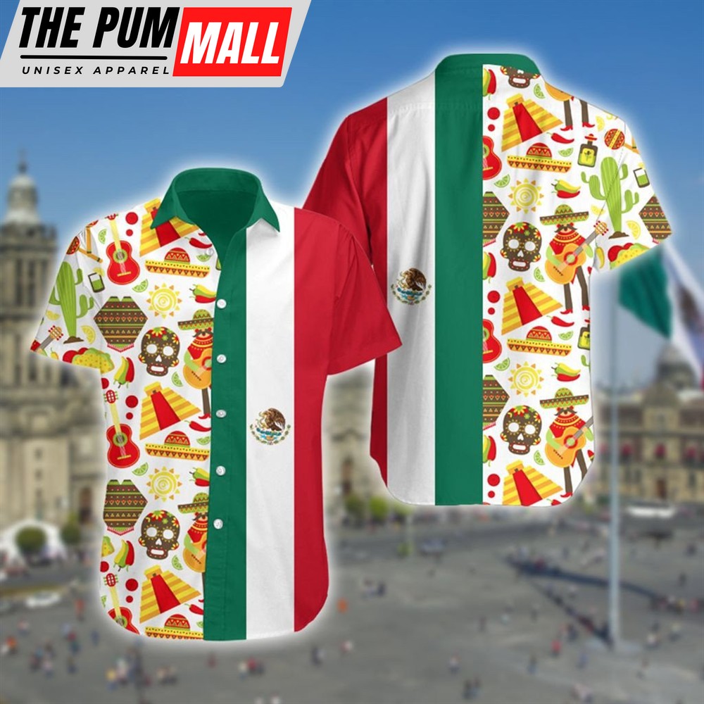 Mexican Hawaiian Shirt, Mexico Pattern Hawaiian Shirt