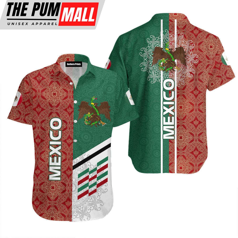 Mexican Hawaiian Shirt, Mexico Proud Red And Green Hawaiian Shirt