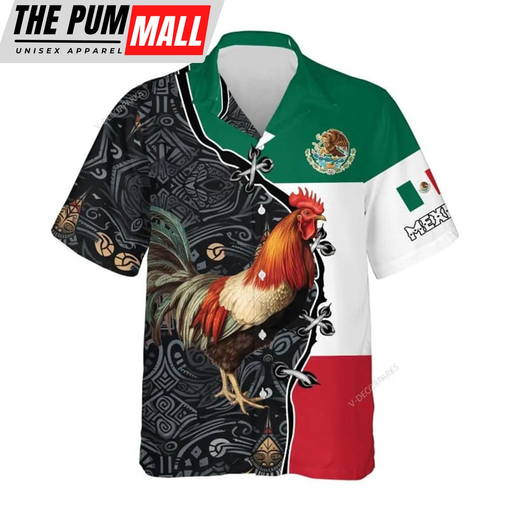 Mexican Hawaiian Shirt, Mexico Rooster Aloha Hawaiian Shirt For Men Women