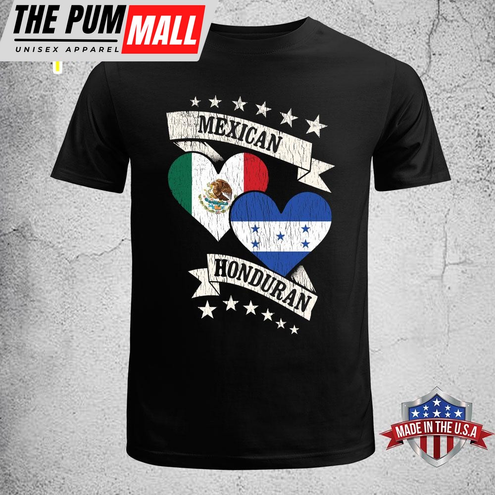 Mexican Honduran Heart Flags Mexico Honduras Youth T-Shirt