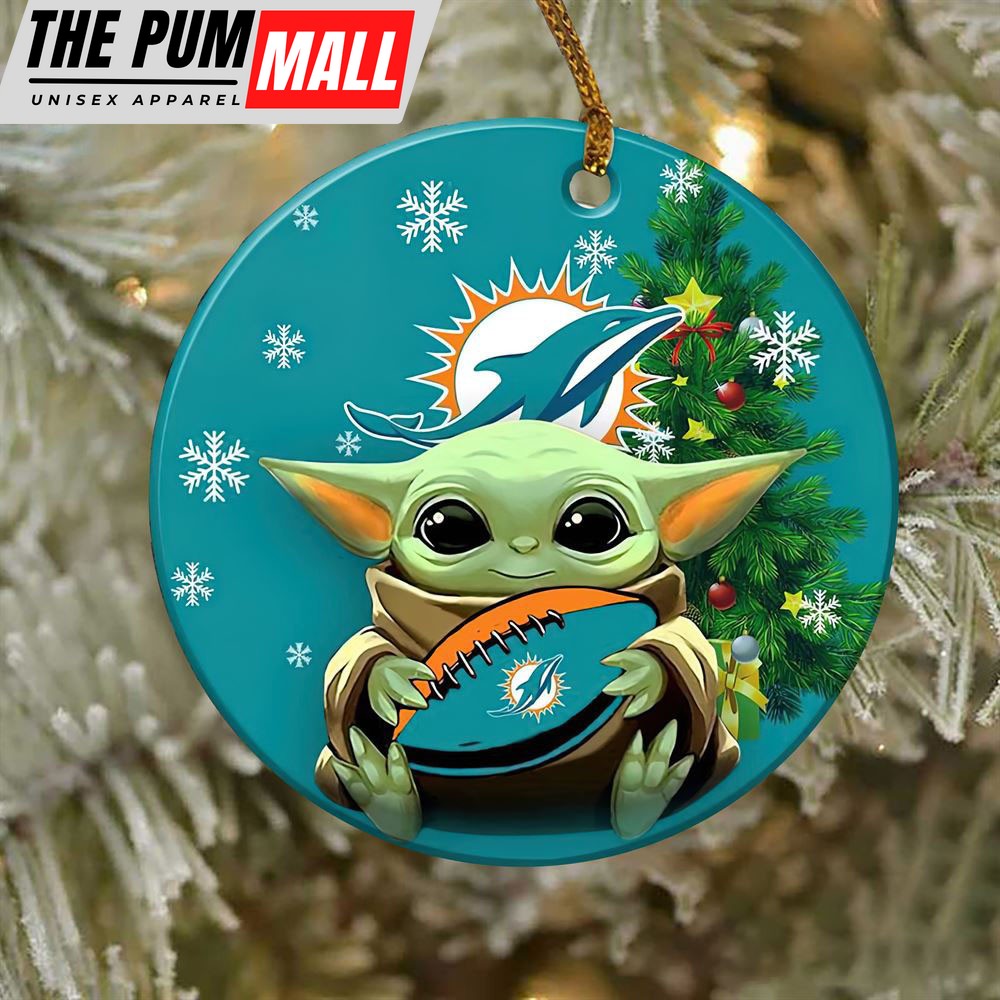 Miami Dolphins Baby Yoda NFL Football Ornaments Limited Edition