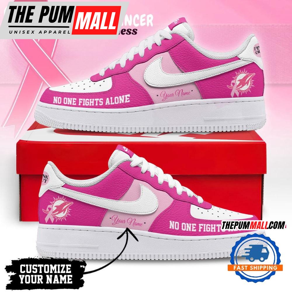 Miami Dolphins Breast Cancer Awareness October Air Force 1 Shoes Sneaker
