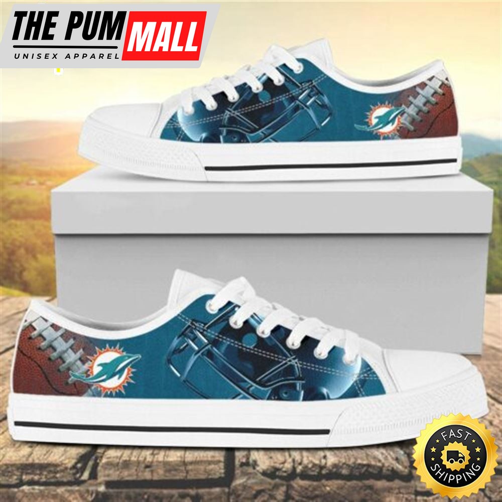 Miami Dolphins Canvas Low Top Shoes White