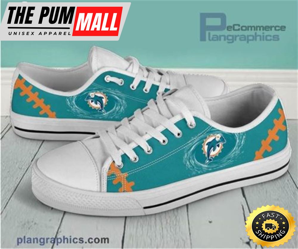 Miami Dolphins Canvas Shoes Low Top