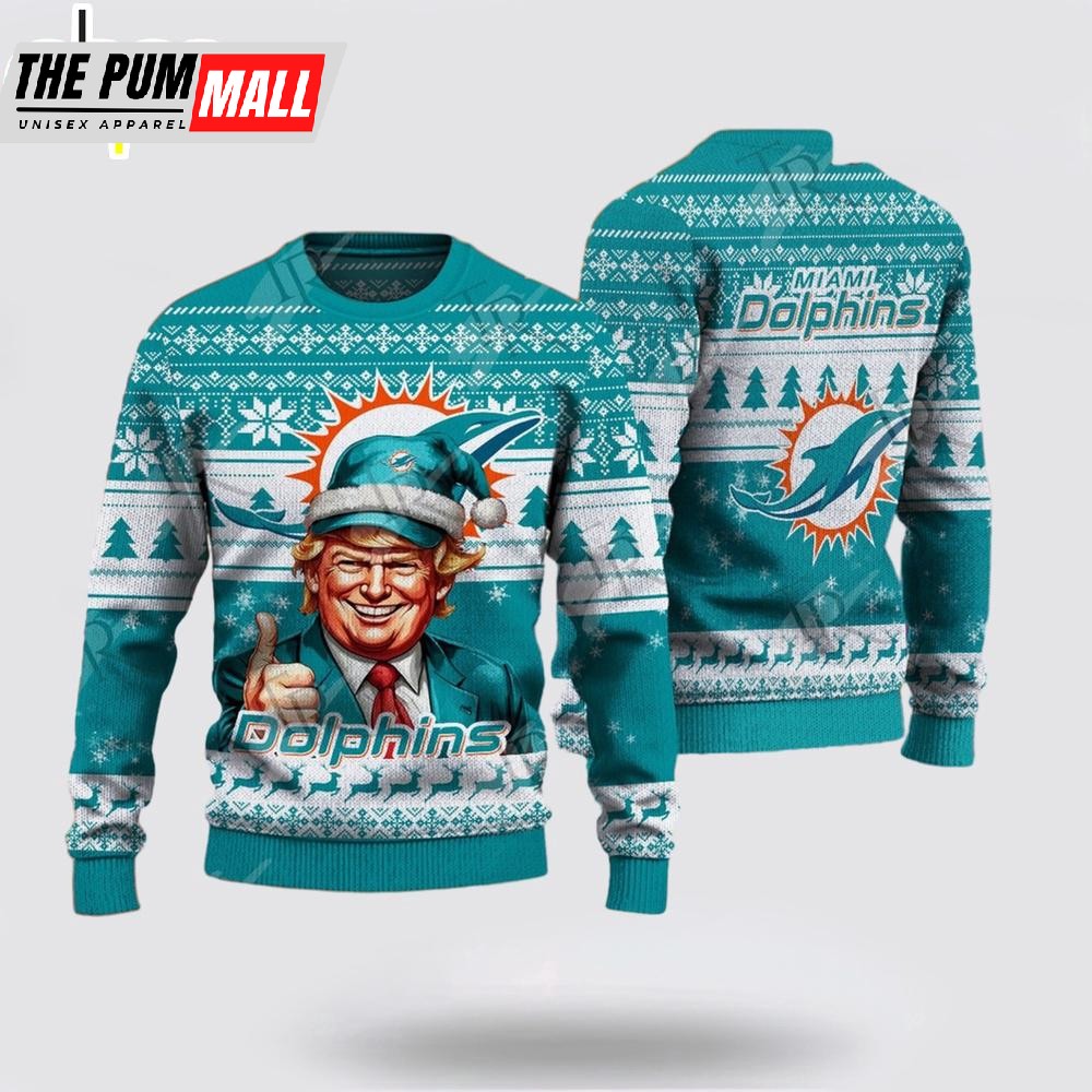 Miami Dolphins Christmas Donald Trump Knitted Sweater