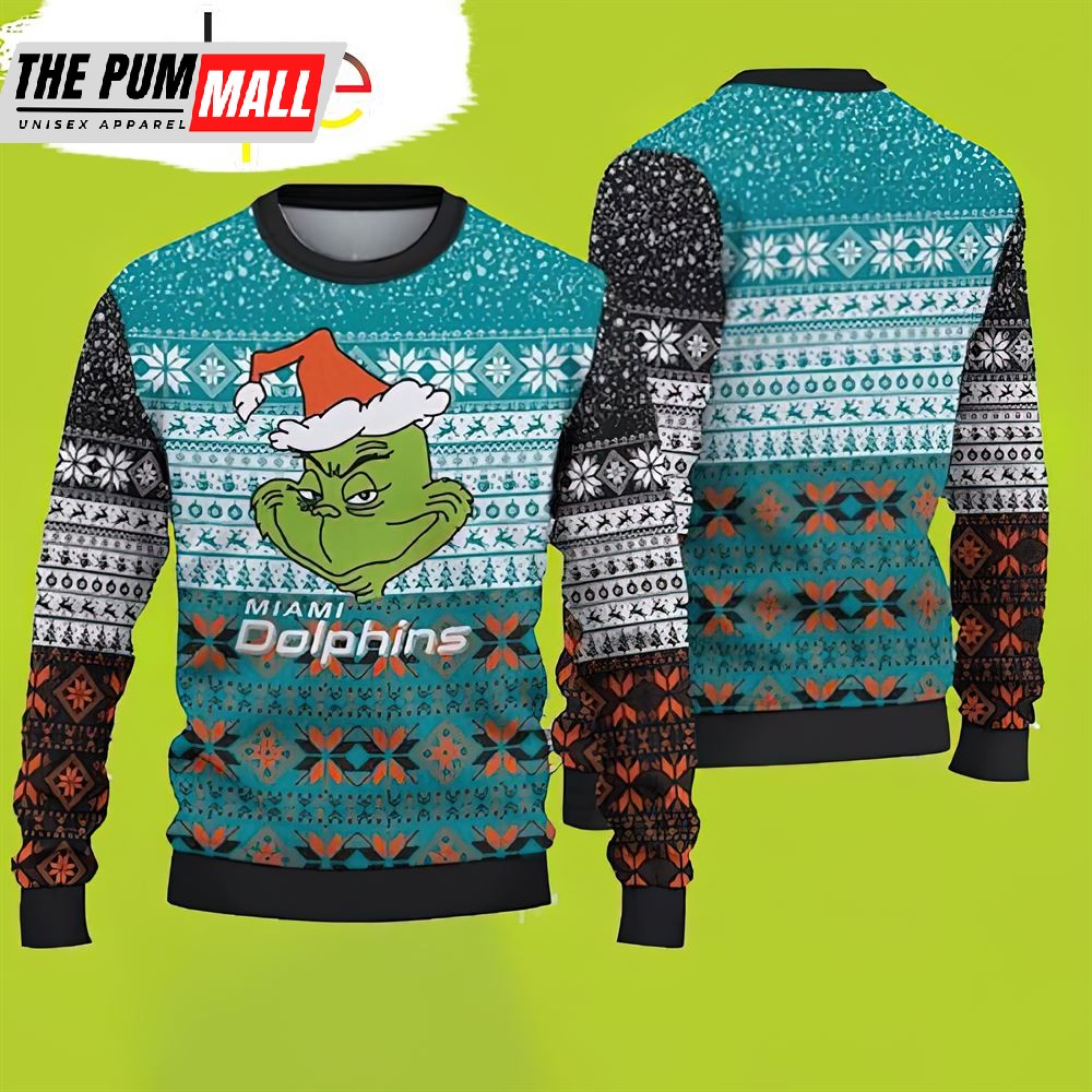 Miami Dolphins Christmas Grinch Christmas Dolphins Christmas Sweater