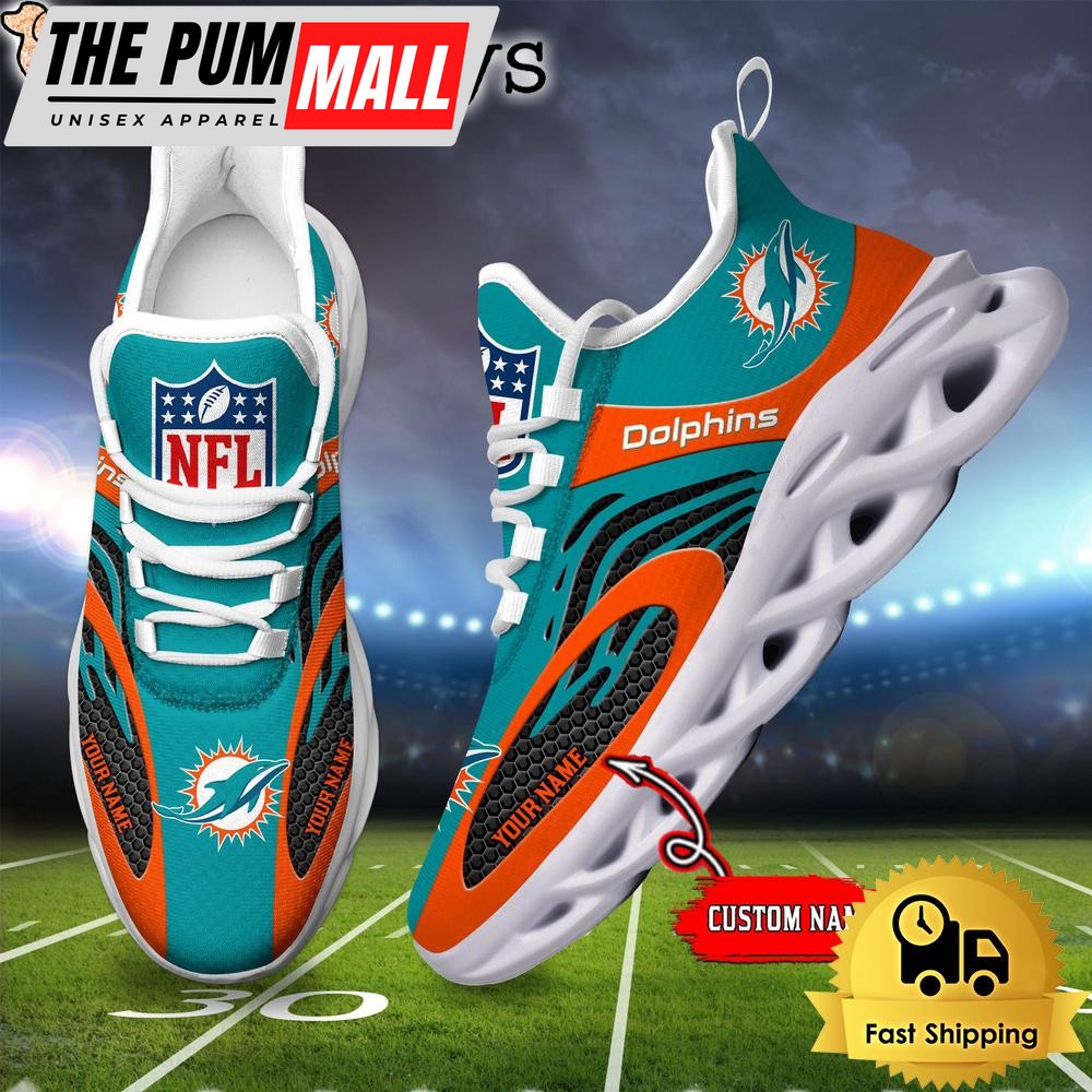 Miami Dolphins Custom Max Soul Shoes