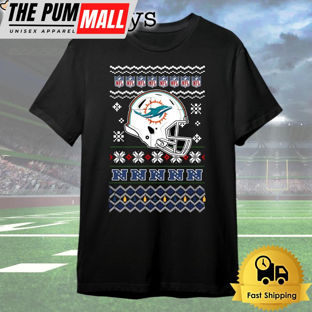 Miami Dolphins Helmet Team Christmas T Shirt