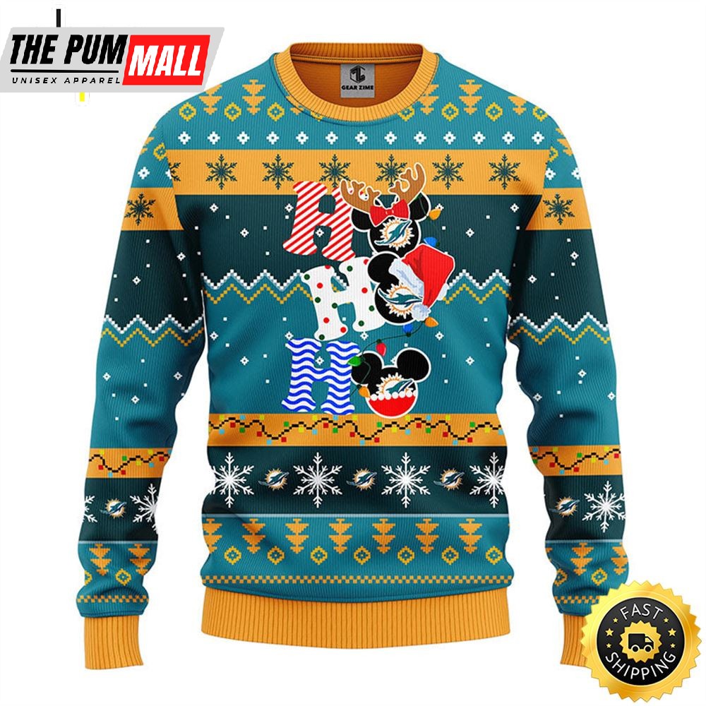 Miami Dolphins HoHoHo Mickey Christmas Ugly Sweater