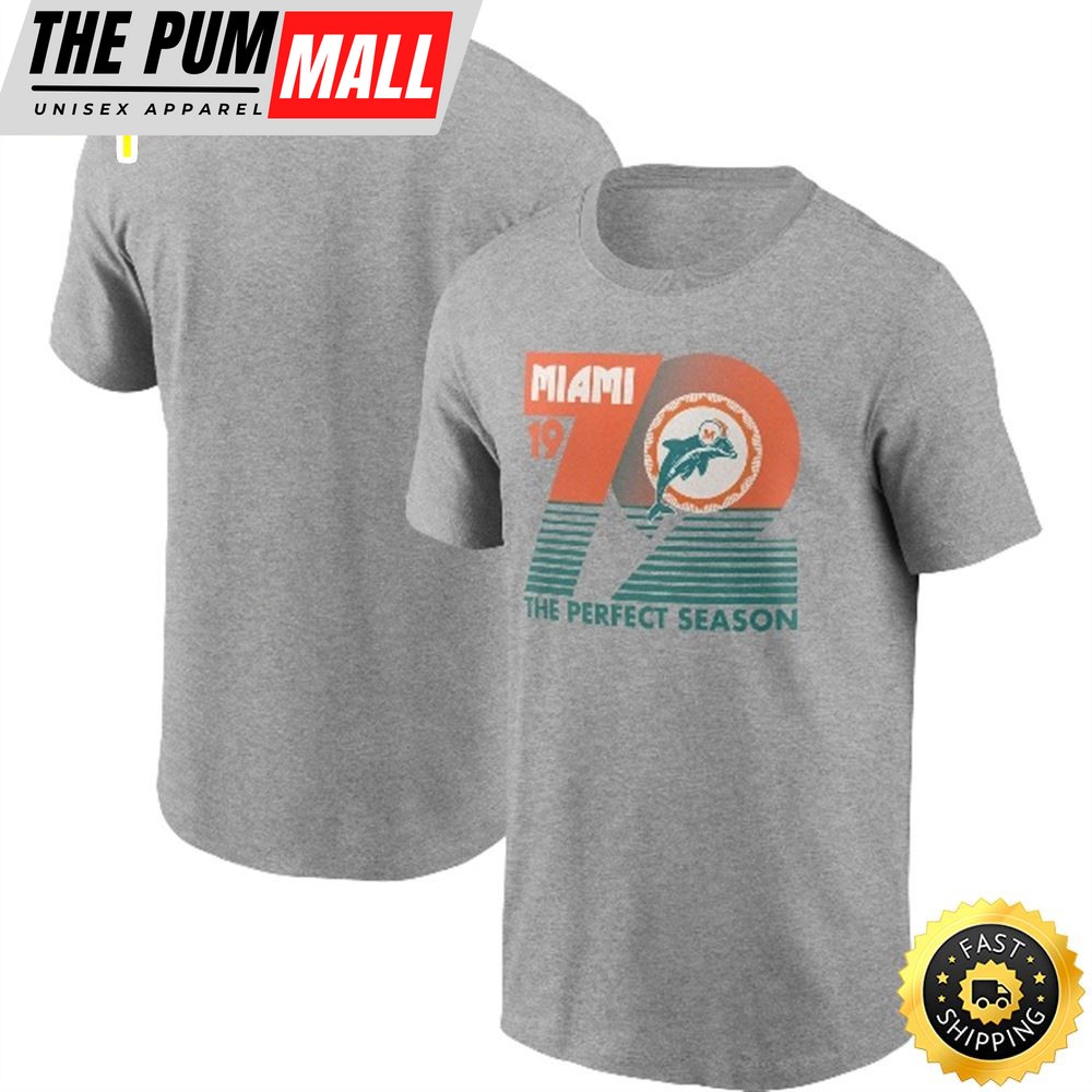 Miami Dolphins Hometown Collection 1972 Heathered Gray T-shirt