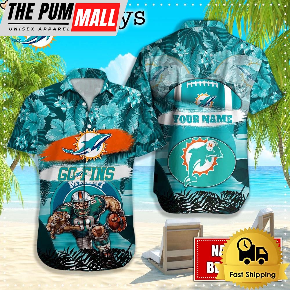 Miami Dolphins Mascot Football Hawaiian Shirt, NFL Aloha Shirts
