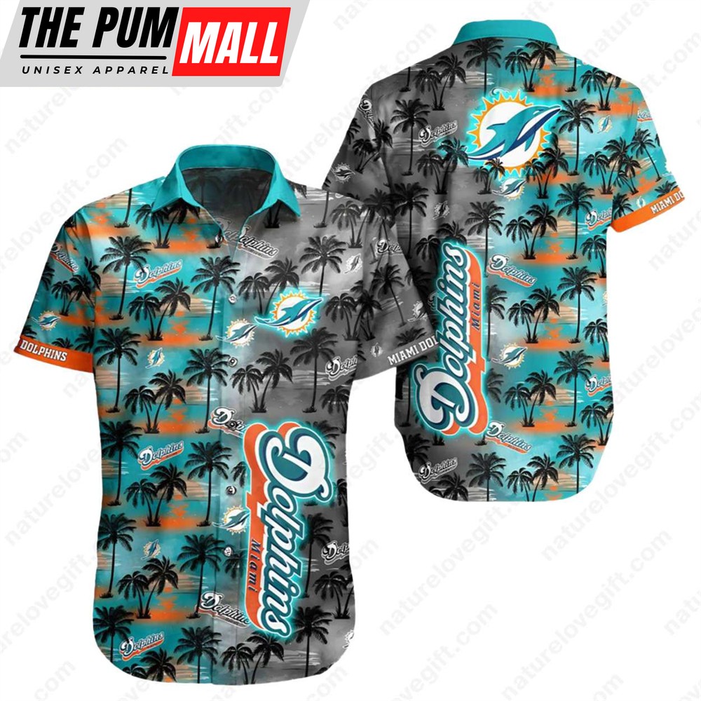Miami Dolphins Palm Trees Tropical Hawaiian Shirt