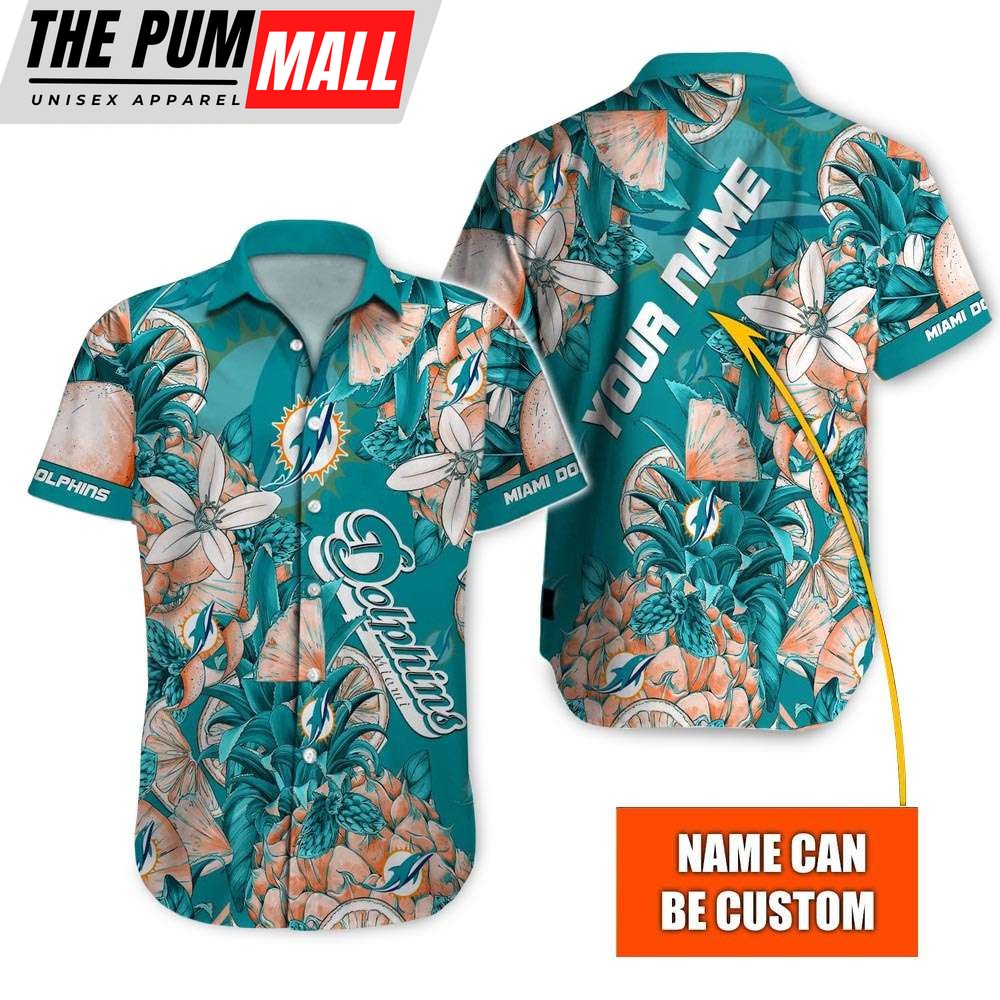 Miami Dolphins Tropical Fruit Personalized Hawaiian Shirt