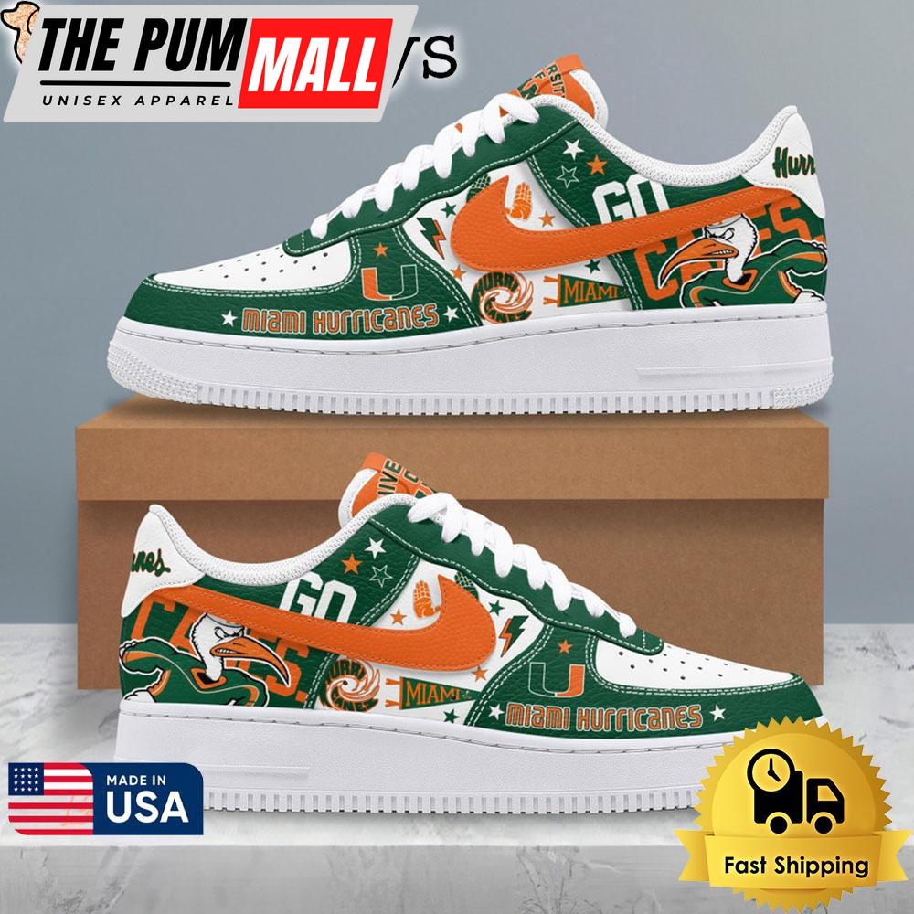 Miami Hurricanes New Design 2025 Air Force 1 Shoes