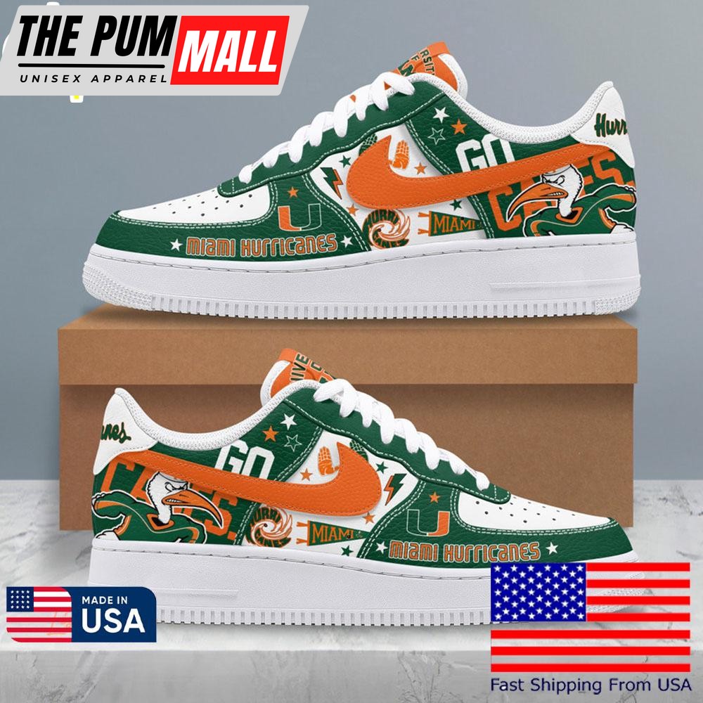 Miami Hurricanes New Design 2025 Air Force 1 Shoes