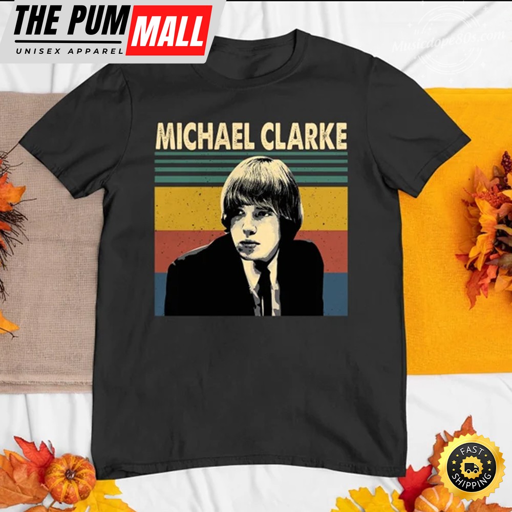 Michael Clarke American Musician Retro Vintage Black Tshirt