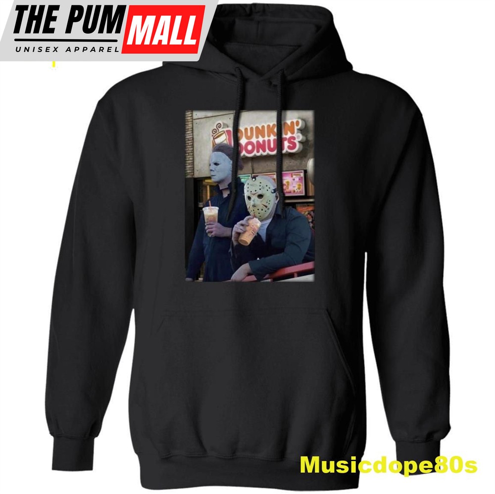 Michael Myers And Jason Voorhees Drink Dunkin Donuts T-shirt