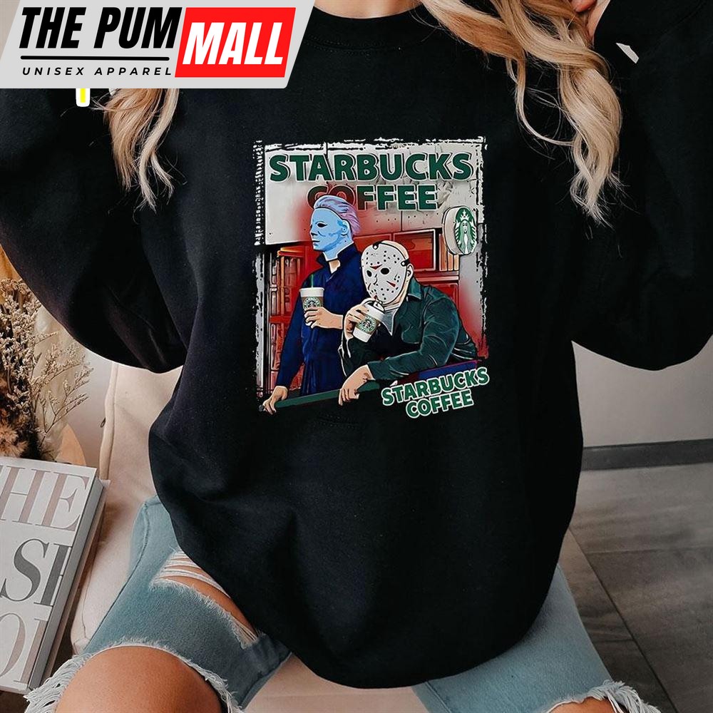 Michael Myers And Jason Voorhees Drink Starbucks Coffee Shirt