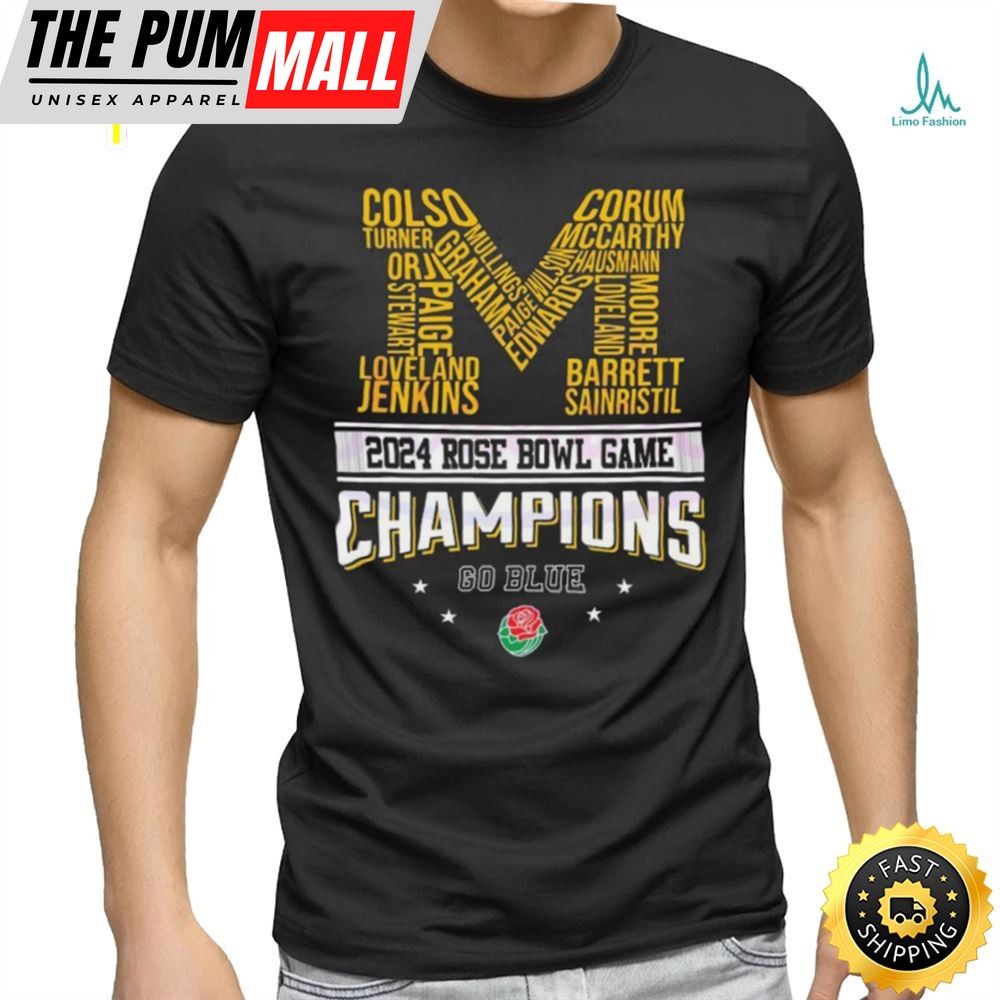 Michigan 2025 Rose Bowl Champions Go Blue Shirt