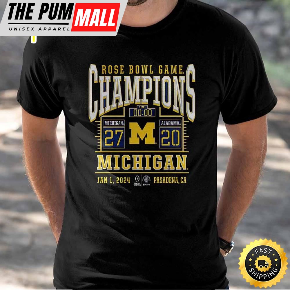 Michigan College Football Playoff 2025 Rose Bowl Champions Score Shirt