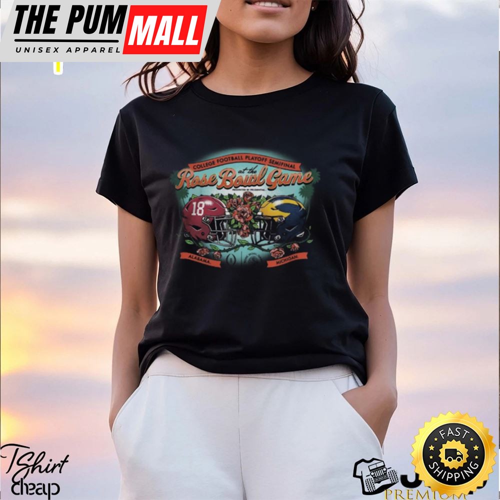 Michigan Rose Bowl Merch College Football Playoff 2025 Rose Bowl Game Head To Head Grey T Shirt