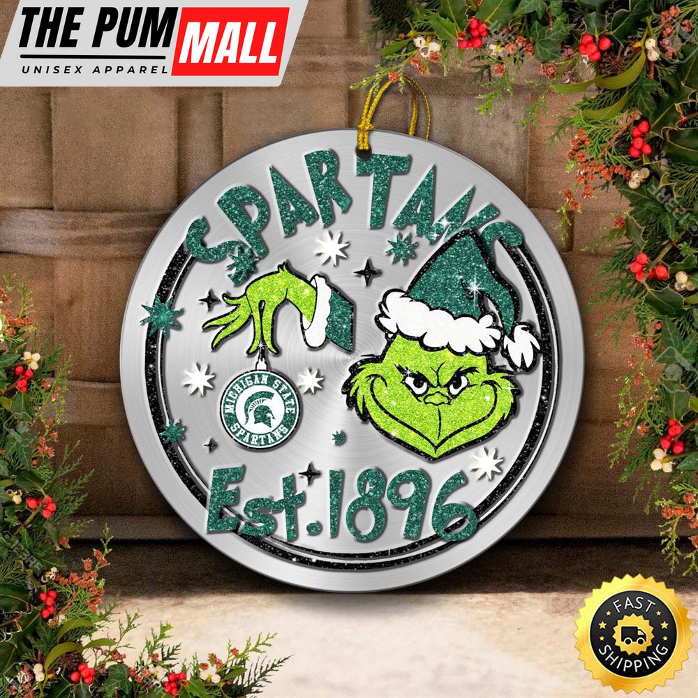 Michigan State Spartans Grinch Circle Ornaments Christmas Limited Edition