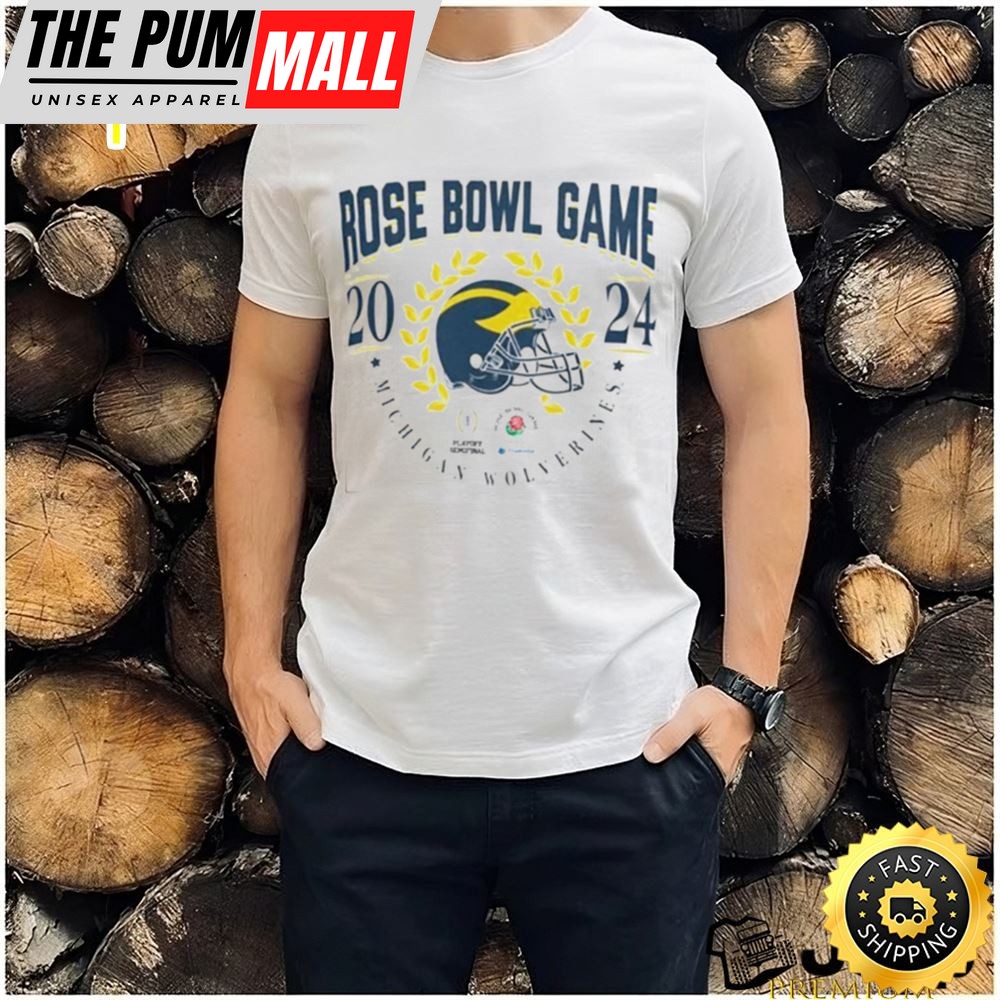 Michigan Wolverines 2025 Helmet Cfp Rose Bowl Game Bound Shirt