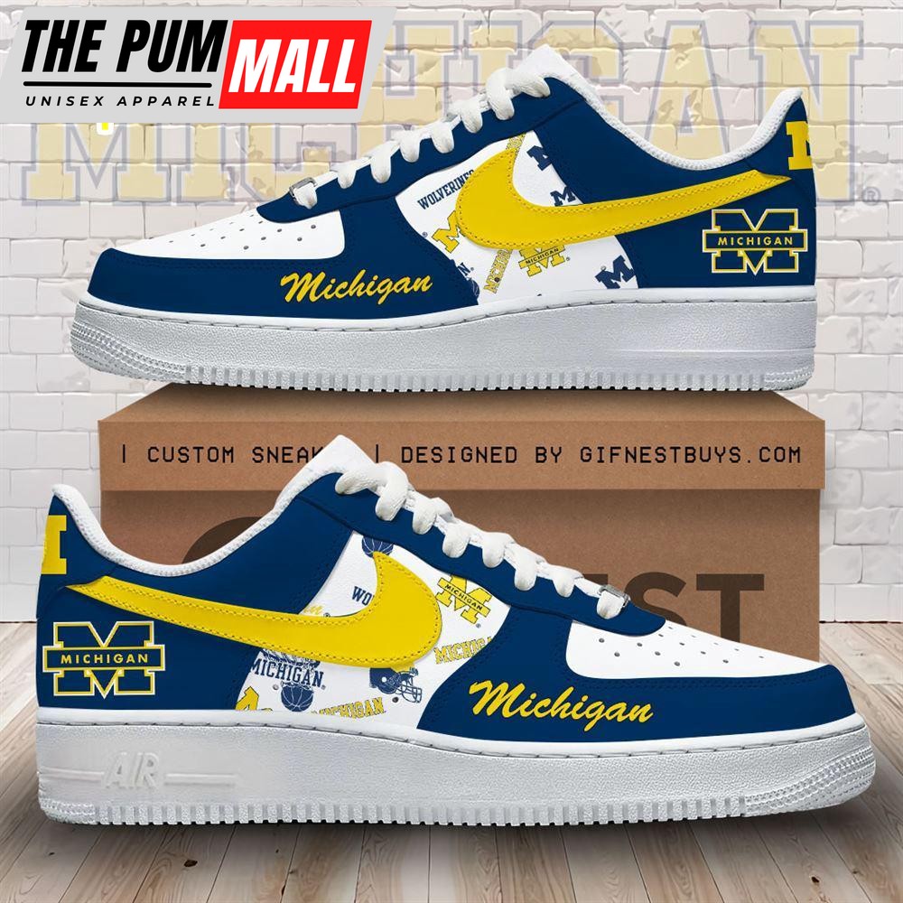 Michigan Wolverines Football Air Force 1 Shoes For Fans Gift For Christmas