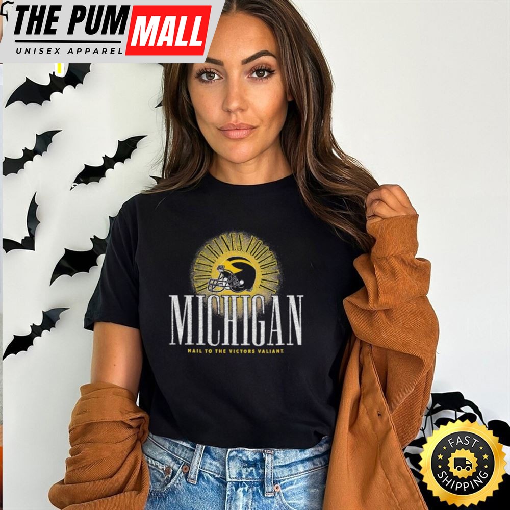 Michigan Wolverines Football Hail To The Victors Valiant Winged Helmet Shirt