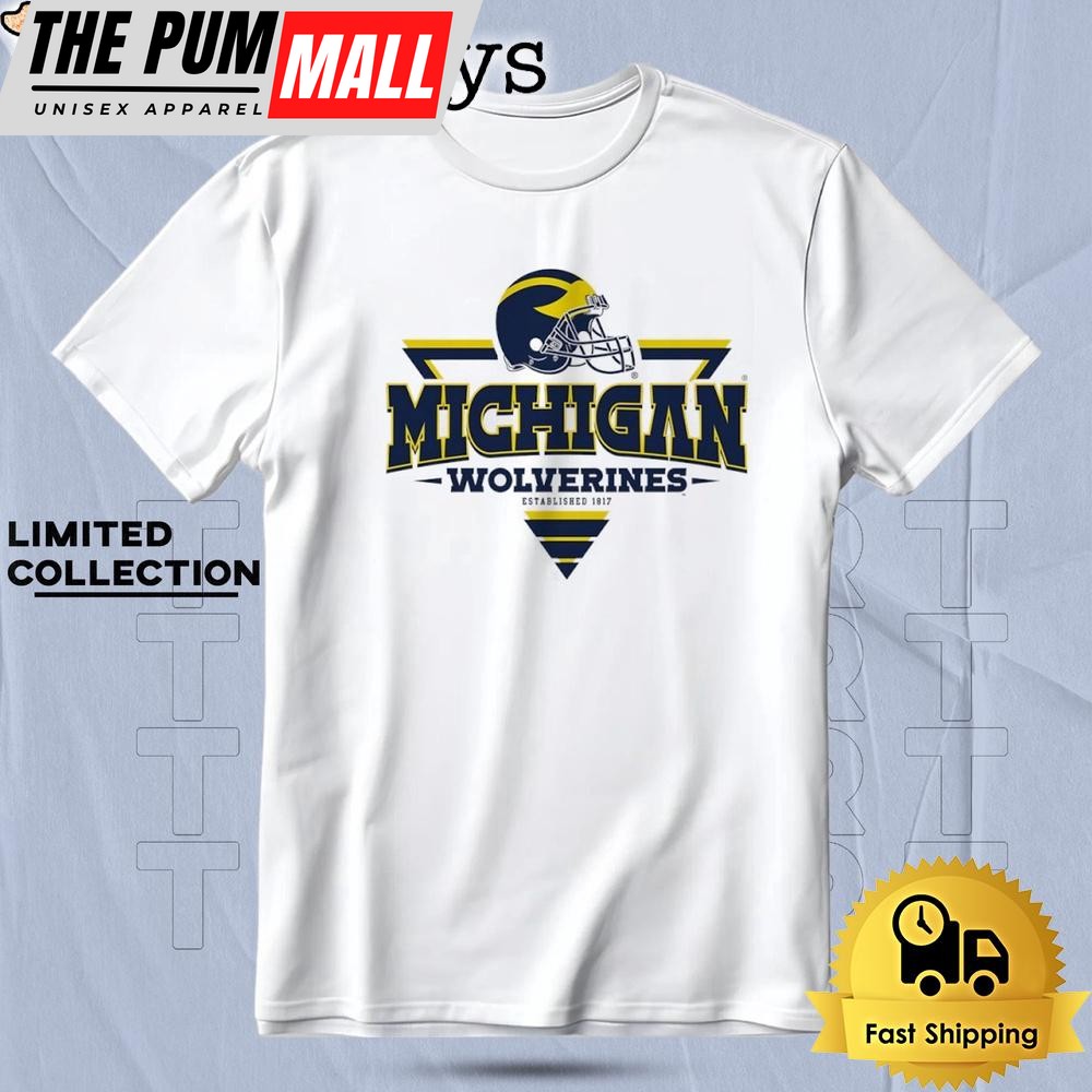 Michigan Wolverines Football Triangle Helmet T Shirt