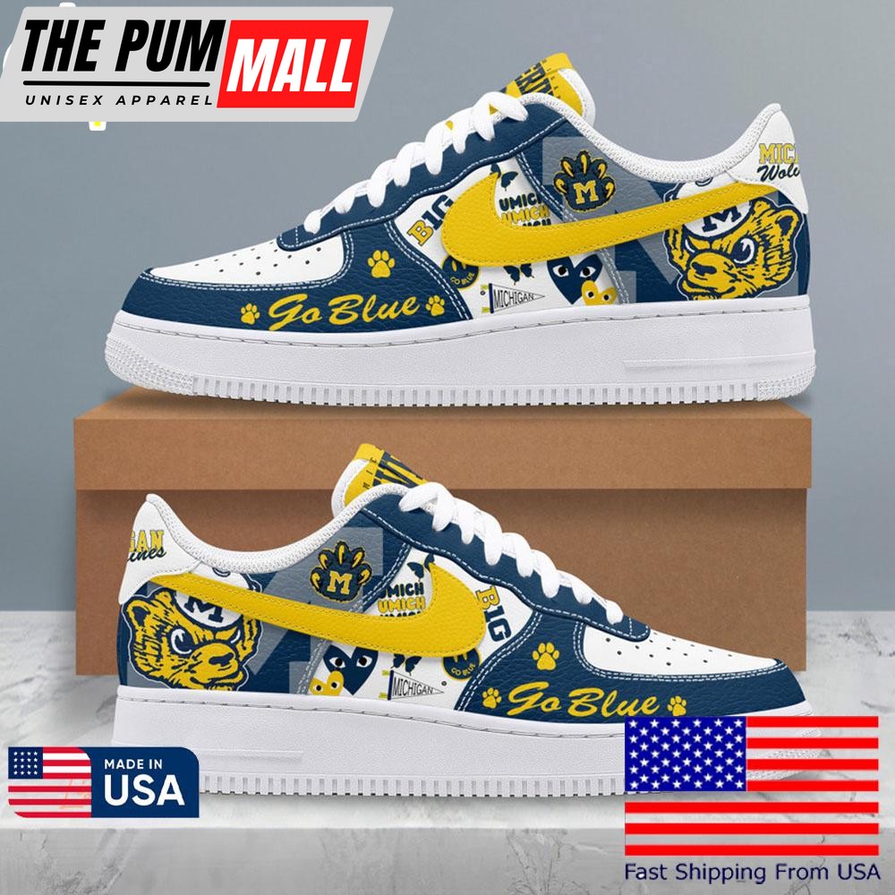 Michigan Wolverines Go Blue Air Force 1 Shoes