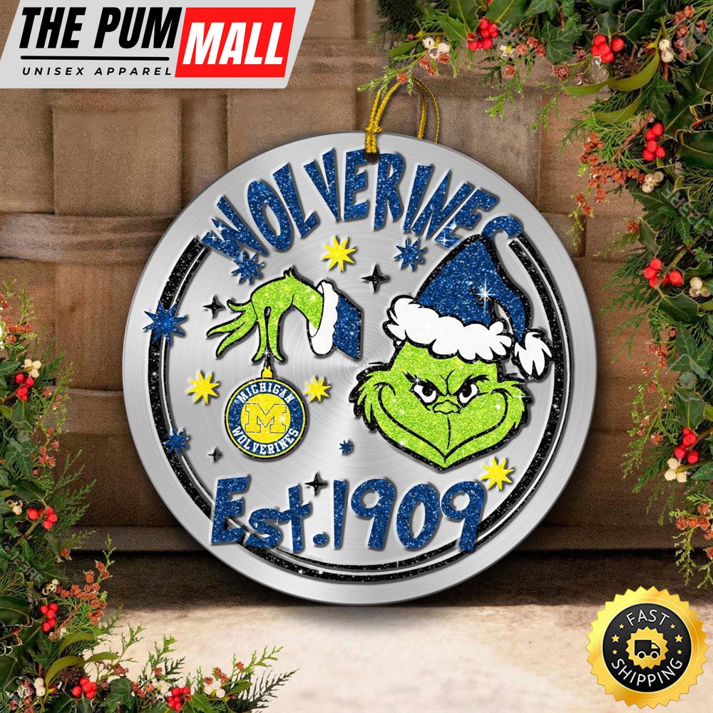 Michigan Wolverines Grinch Circle Ornaments Christmas Limited Edition