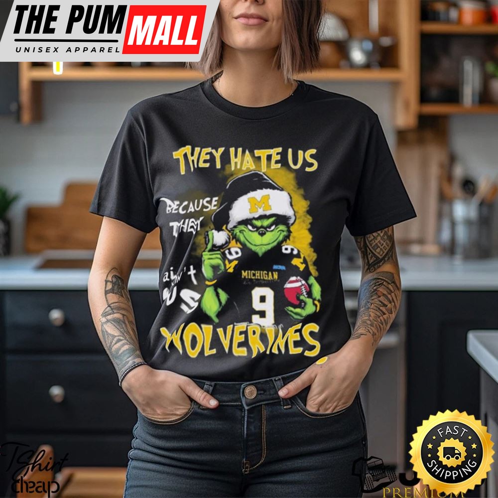 Michigan Wolverines Grinch They Hate Us Because Aint Us Ncaa Rose Bowl Christmas Shirt