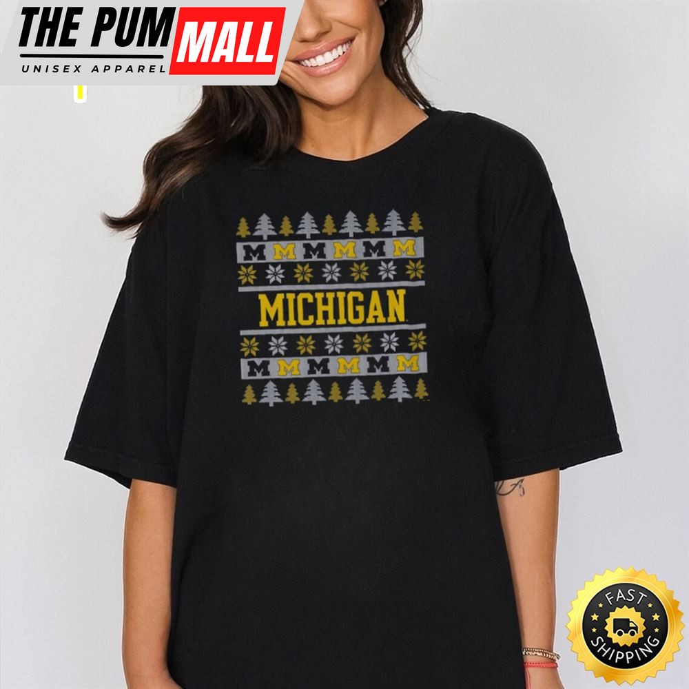 Michigan Wolverines Holiday Christmas Tree T Shirt
