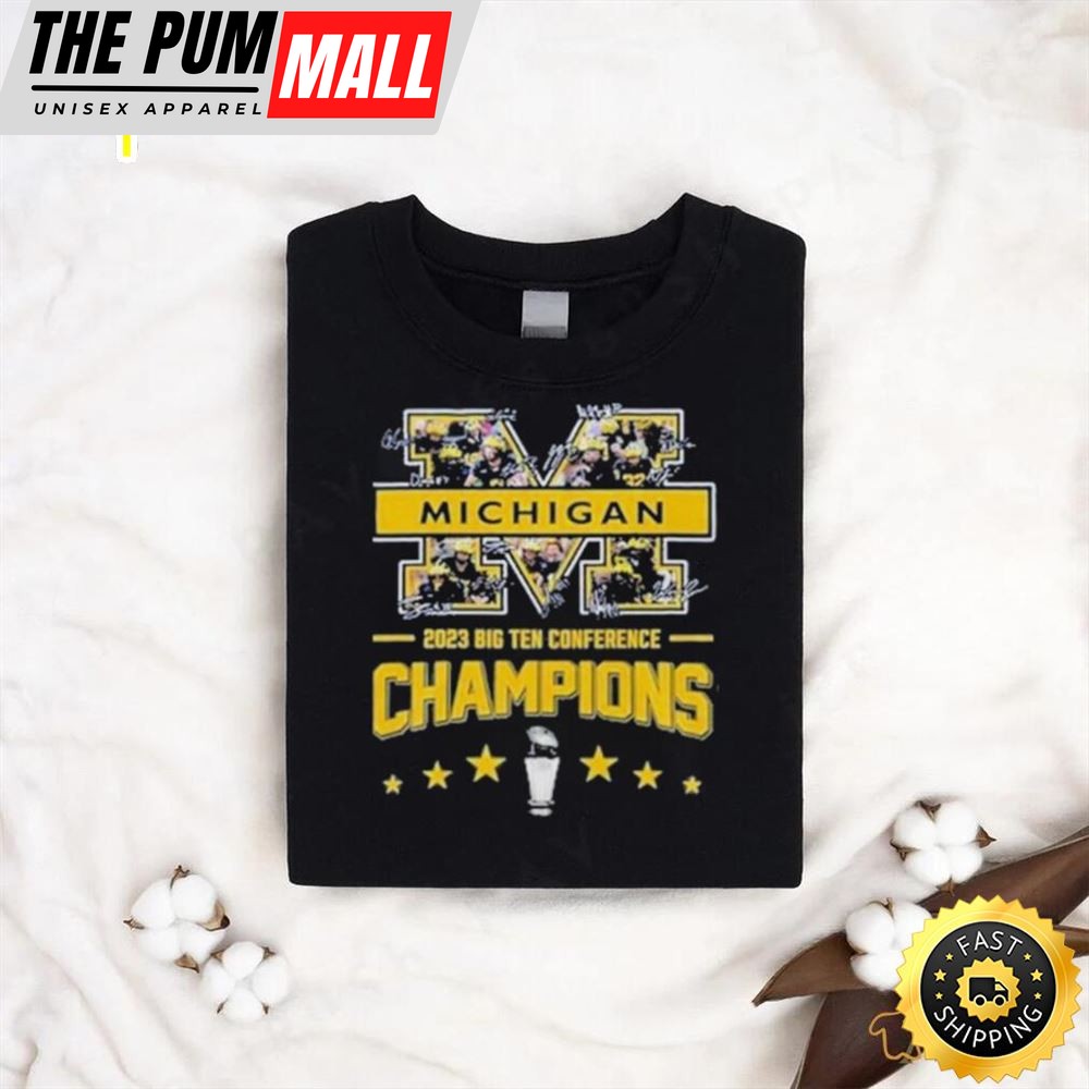 Michigan Wolverines M Logo 2025 Big Ten Conference Champions Signatures Shirt