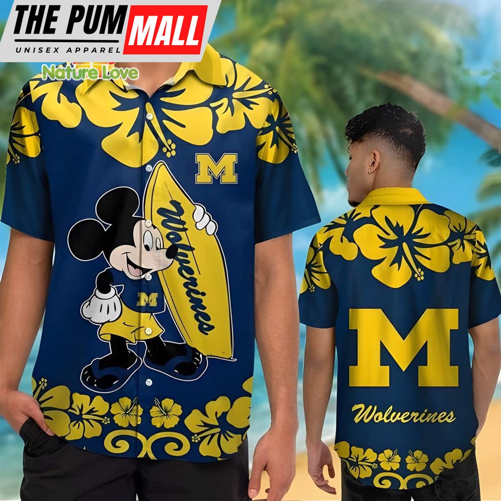 Michigan Wolverines Mickey Mouse NCAA Hawaiian Shirt Disney Gift For Fans